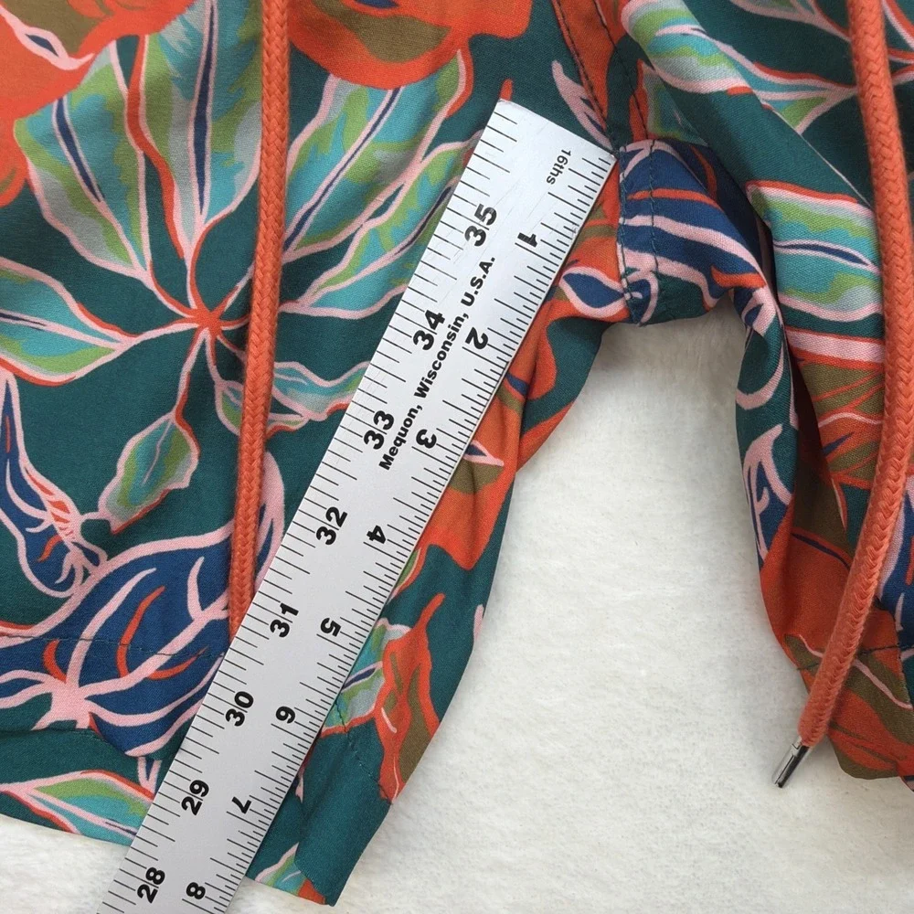 Cove Tropical Palm Leaf‎ Swim Trunks Mens Medium Green Orange Board Shorts